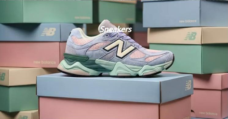 New Balance 9060 on colorful shoeboxes